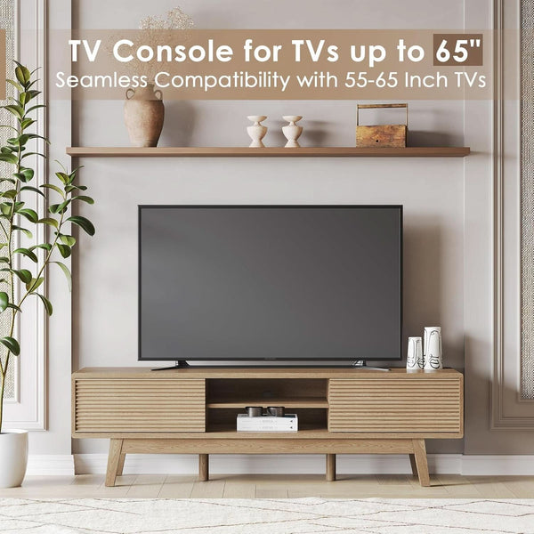 Fluted Oak-Finish Media Console (view 3) | Roost & Roam