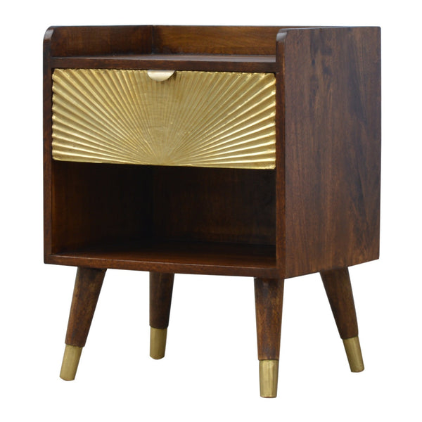 Chestnut Wood Gold-Front Nightstand