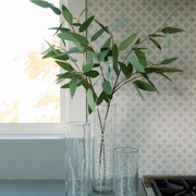 Clear Etched Glass Tall Vases, Set of
