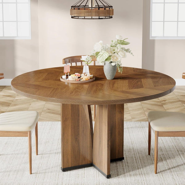 Herringbone Round Dining Table