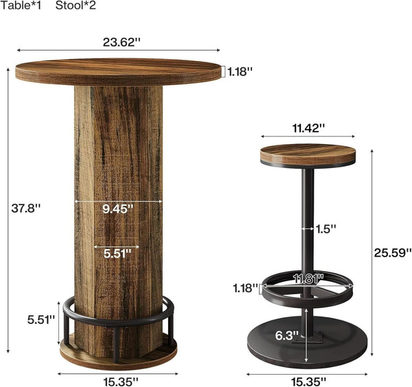 Wood-Grain Round Pub Table Set (view 2) | Roost & Roam