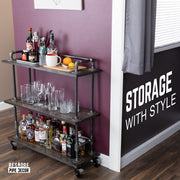 Three-Tier Industrial Pipe Bar Cart
