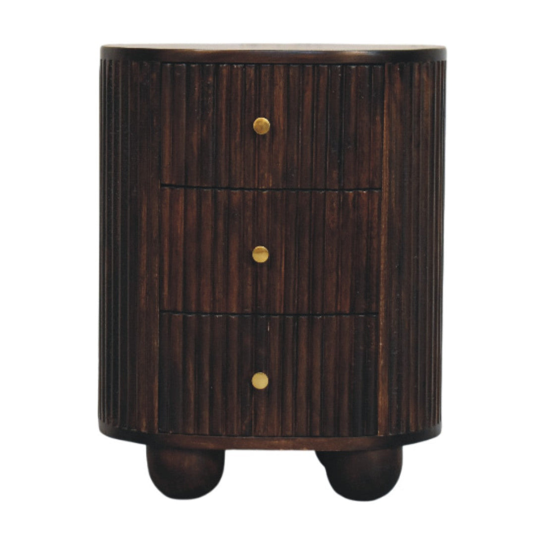 Fluted Mango Wood Drum Nightstand
