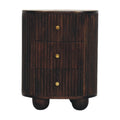 Fluted Mango Wood Drum Nightstand