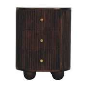 Fluted Mango Wood Drum Nightstand