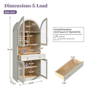 Arched Glass-Door Bar Cabinet