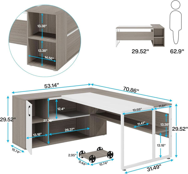 L-Shaped Executive Desk with Storage – home office set (view 2) | Roost & Roam