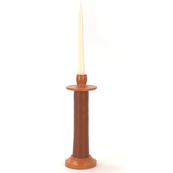 Recycled Leather Ceramic Candlestick