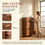 Walnut Fluted 5-Drawer Tall Dresser