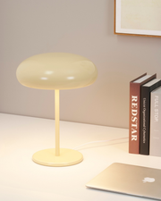 Dome Shade Metal Table Lamp — Dimmable dome lamp with adjustable shade in a warm cream metal finish