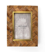 Herringbone Wood Brass Picture Frame