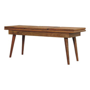 Tri-Panel Cane Top Wood Bench