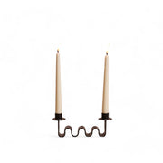 Wavy Black Metal Taper Candle Holder
