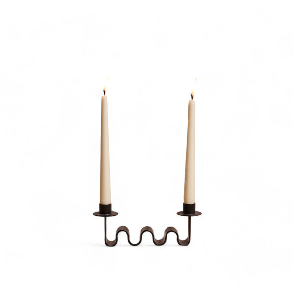Wavy Black Metal Taper Candle Holder