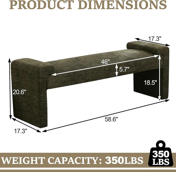 Bouclé Upholstered Arch Bench – ottoman (view 2) | Roost & Roam