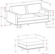 Mid-Century Upholstered Sofa and Ottoman Set