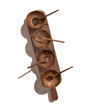 Walnut-Grain Condiment Serving Tray Set