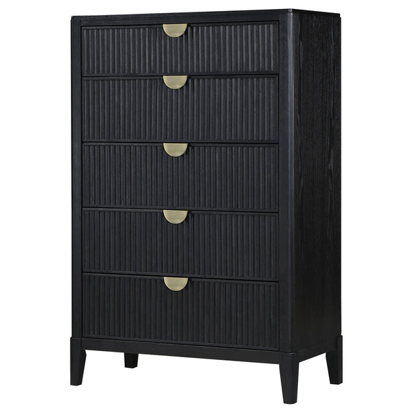 Fluted Five-Drawer Tall Chest