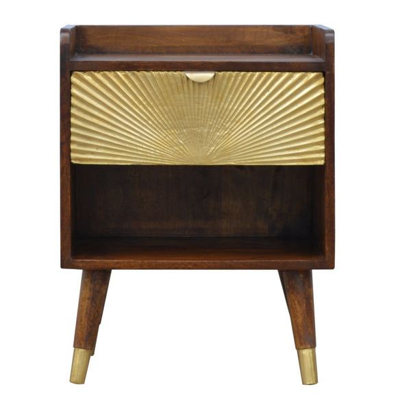 Chestnut Wood Gold-Front Nightstand