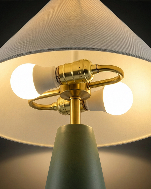 Close-up of hand-thrown stoneware glaze and texture detail — Matte Ceramic Cone Table Lamp