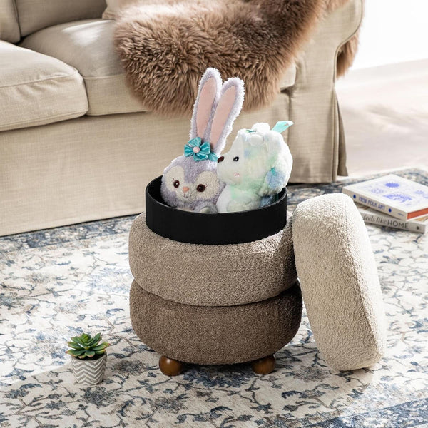 Tan ottoman, round cylindrical