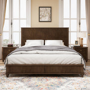 Reeded Wood Platform Bed Frame