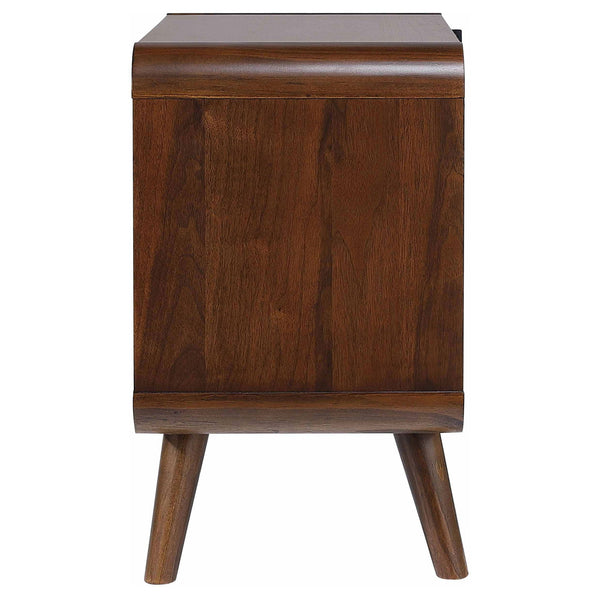 Brown nightstand, rectangular with angled legs