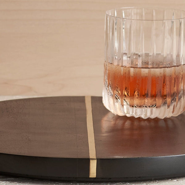 Brass Inlay Hand-Rubbed Wood Tray