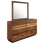 Smokey Walnut Six-Drawer Dresser with Mirror