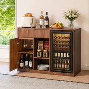 Fluted Bar Cabinet with Fridge Space
