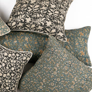Floral Vine Linen-Weave Pillow Cover