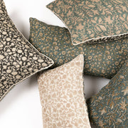 Floral Vine Linen-Weave Pillow Cover