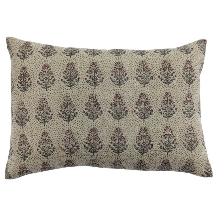 Block-Print Linen-Blend Pillow Cover