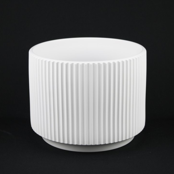 Ribbed Stoneware Planter Set