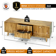 Reeded Wood Storage Bench