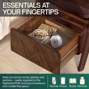 Chevron-Front Acacia Wood Nightstand