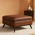Leather-Look Square Storage Ottoman