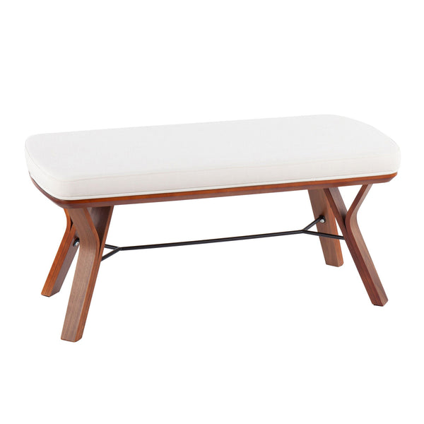 Mid-Century Upholstered Wood Bench