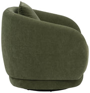 Olive Chenille Barrel Swivel Accent Chair