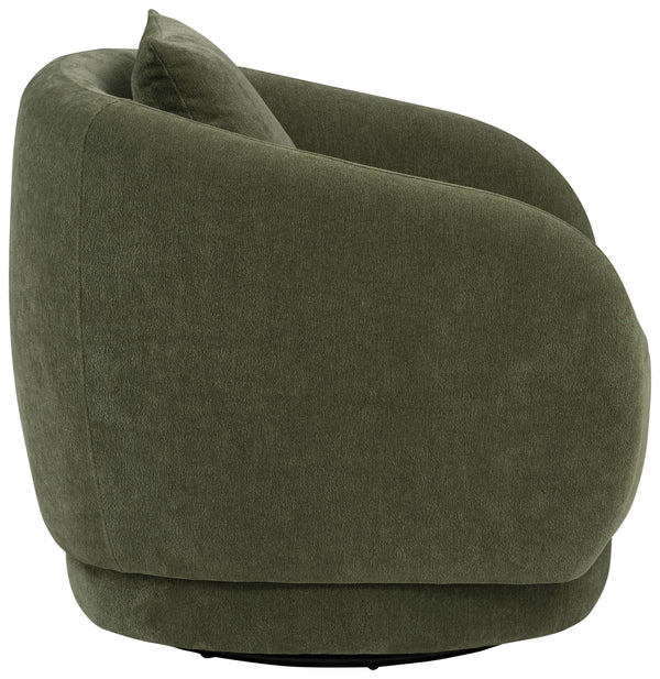 Olive Chenille Barrel Swivel Accent Chair