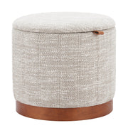 Textured Fabric Round Storage Ottoman