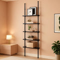 Tension-Mount Five-Tier Ladder Bookshelf – in black relief | Roost & Roam