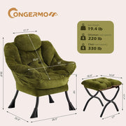 Tufted Velvet Lounge Chair with Ottoman