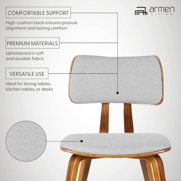 Mid-Century Fabric Dining Chair Walnut