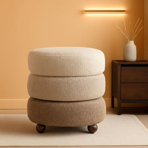 Gradient Bouclé Round Storage Ottoman