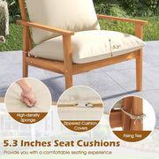 Outdoor Acacia Wood Patio Set With Cushions And Coffee Table