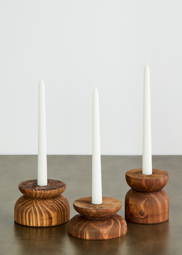 Hand-Turned Pine Taper Candleholder
