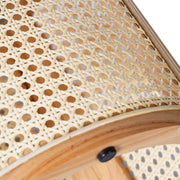 Cane Panel Round Wood Side Table — styled in a complete room vignette