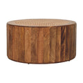 Round Mango Wood Rattan Coffee Table