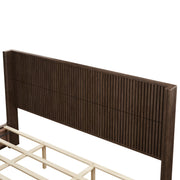 Walnut Finish Rubberwood Platform Bed Frame, King